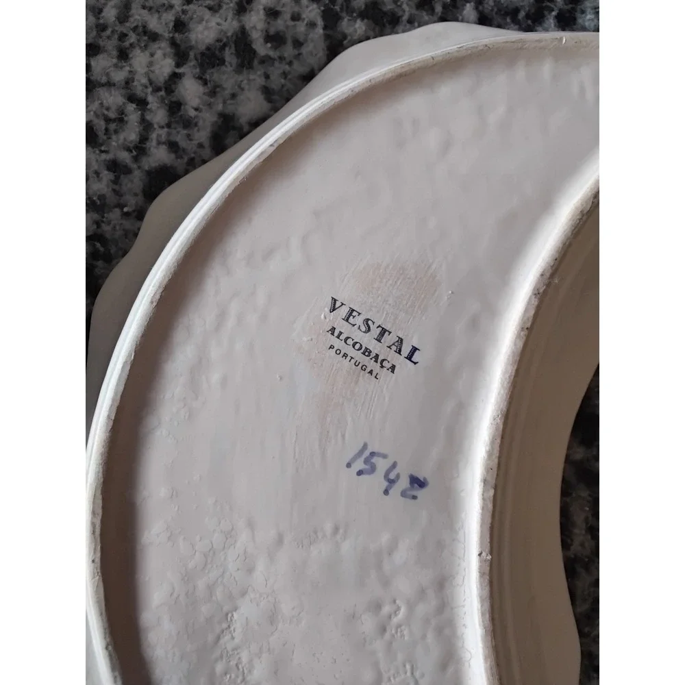 Vestal‎ Alcobaca Portugal White Ceramic Crescent Side Plates Set of 5 Vintage